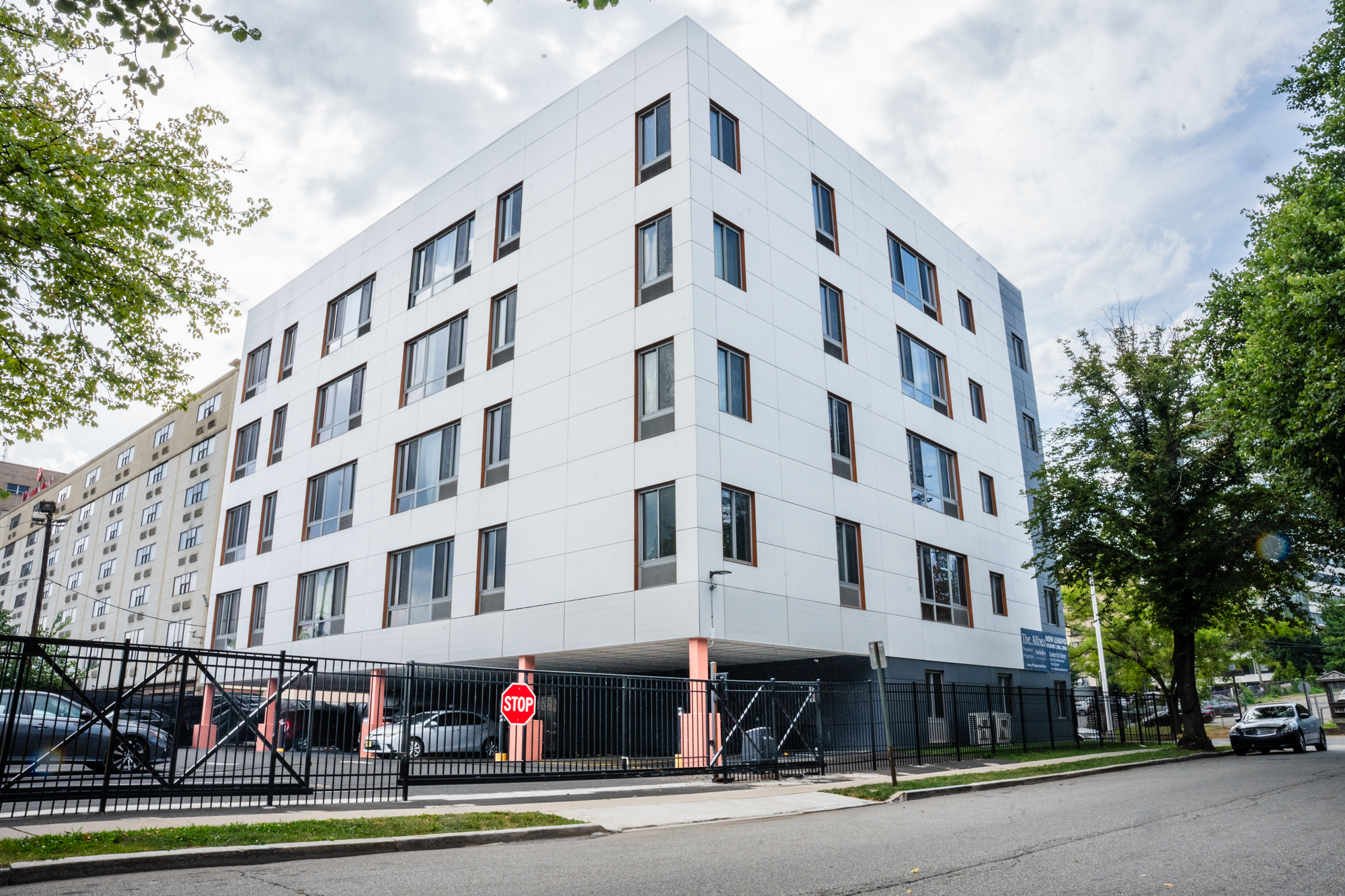 Evergreen exterior gate view
